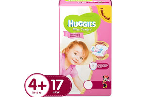 Подгузники Huggies Ultra Comfort 4+ для девочек, 10-16 кг