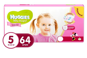 Подгузники Huggies Ultra Comfort 5 для девочек, 12-22 кг