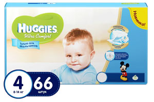 Подгузники Huggies Ultra Comfort для мальчиков 4 (8-14 кг)