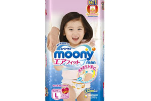 Подгузники-трусики Moony Man для девочек L (9-14 кг) 44 шт.